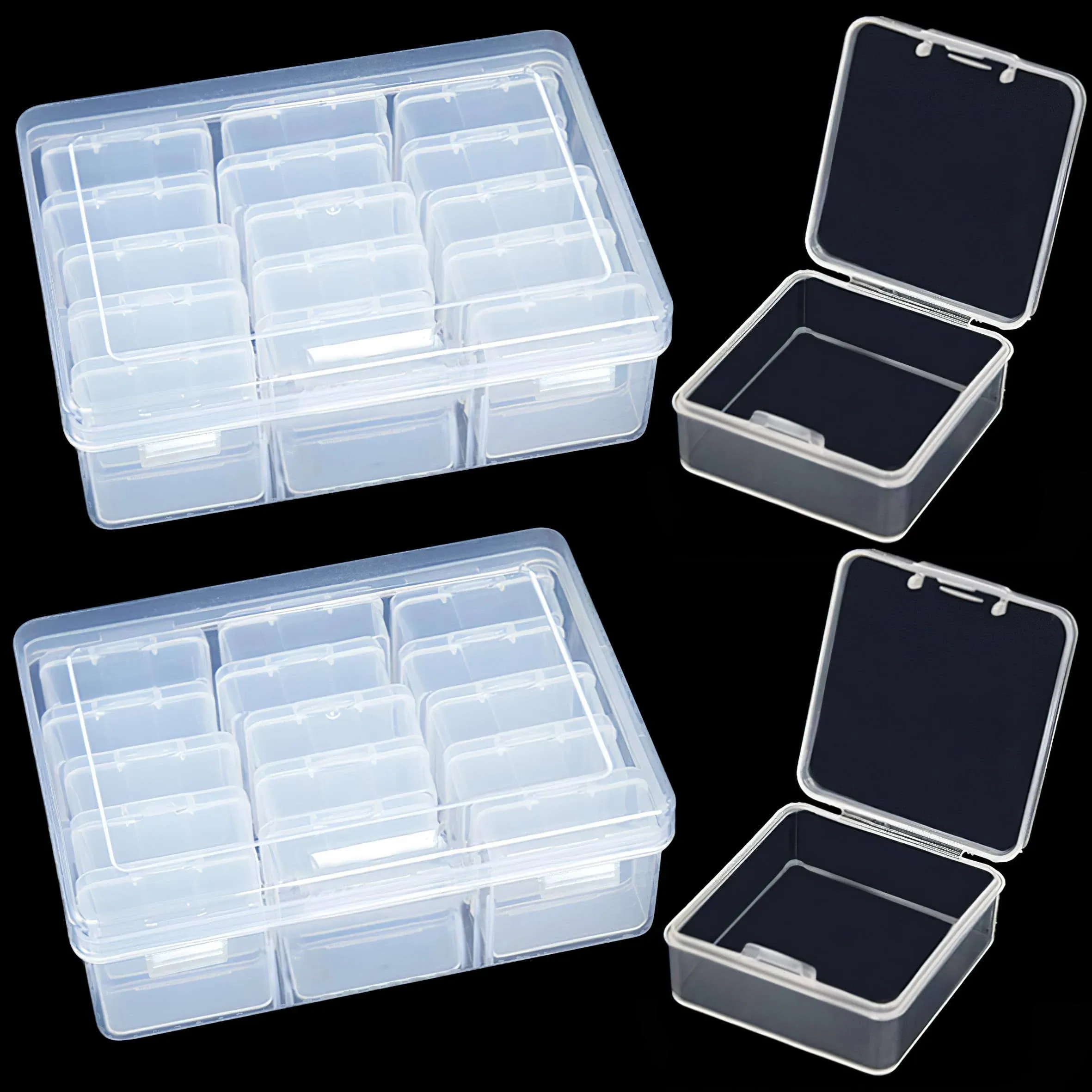 30pcs Small Clear Plastic Beads Storage Containers Box, Small Bead Organizer Containers, Mini Bead Storage Containers Transparent Boxes for Small Items DIY Crafts Jewelry Hardware Diamond