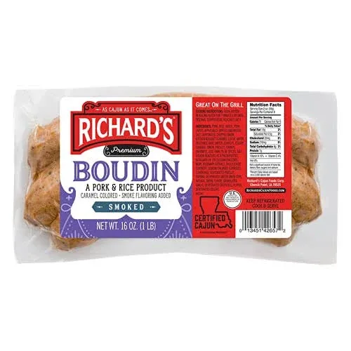 Richards Smoked Boudin Sausage 16oz 3 Pack