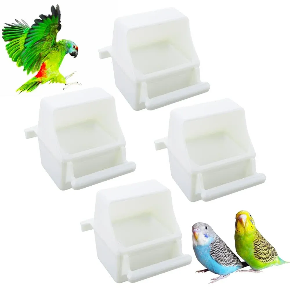 DQITJ 4 Pcs Bird Small Slot Feeder Plastic Food and Water Dispenser Bowl No Mess ...