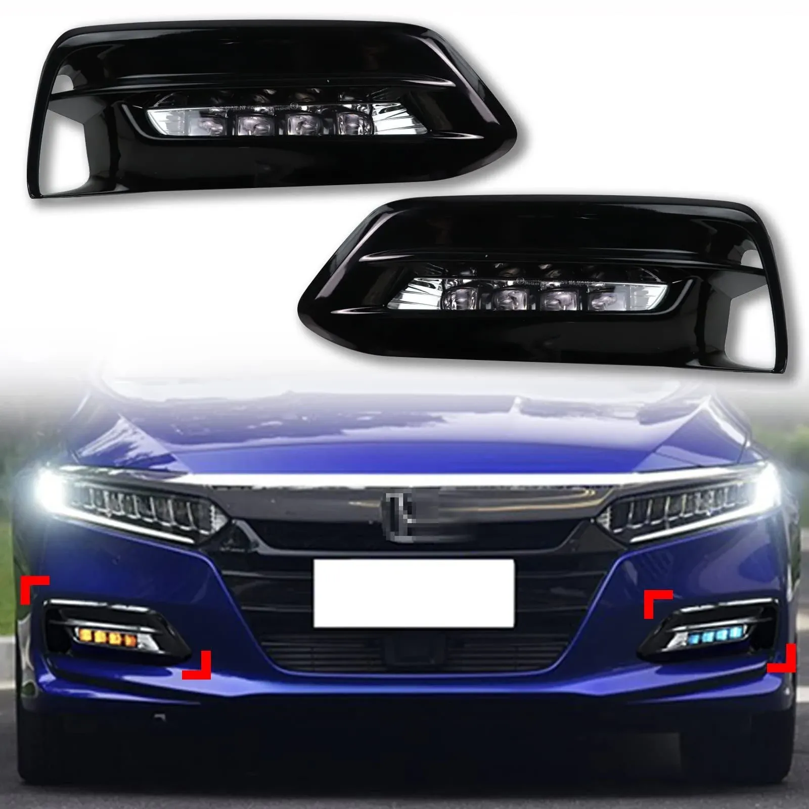 KEEGTBOX Switchback White Amber Blue DRL Front Daytime Running Light Sequential ...