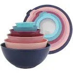 Cook with Color Mixing Bowls with TPR Lids - 12 Piece Plastic Nesting Bowls Set Includes 6 Prep Bowls and 6 Lids