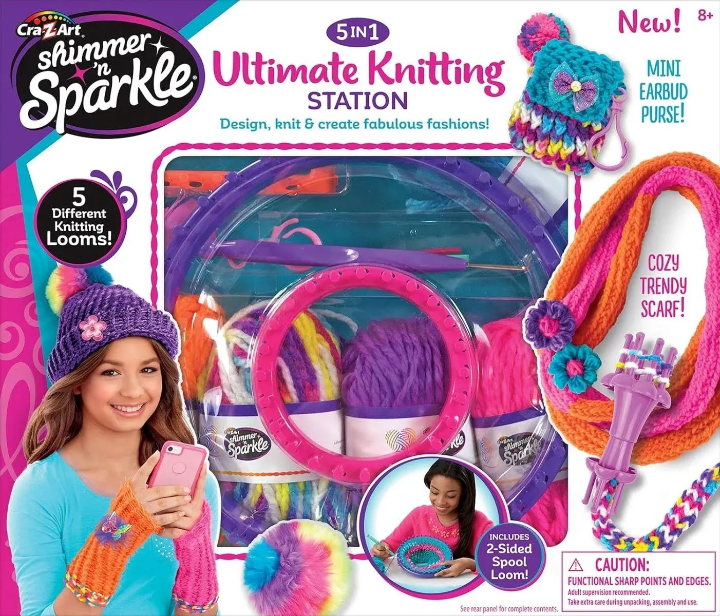 Cra-Z-Art Shimmer &#039;n Sparkle 5-in-1 Ultimate Knitting Station Multicolor 