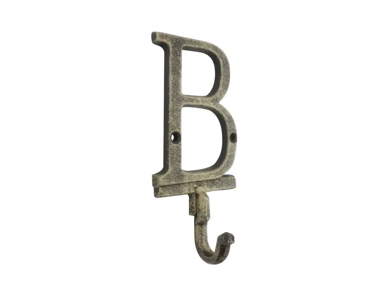 Rustic Gold Cast Iron Letter B Alphabet Wall Hook 6"