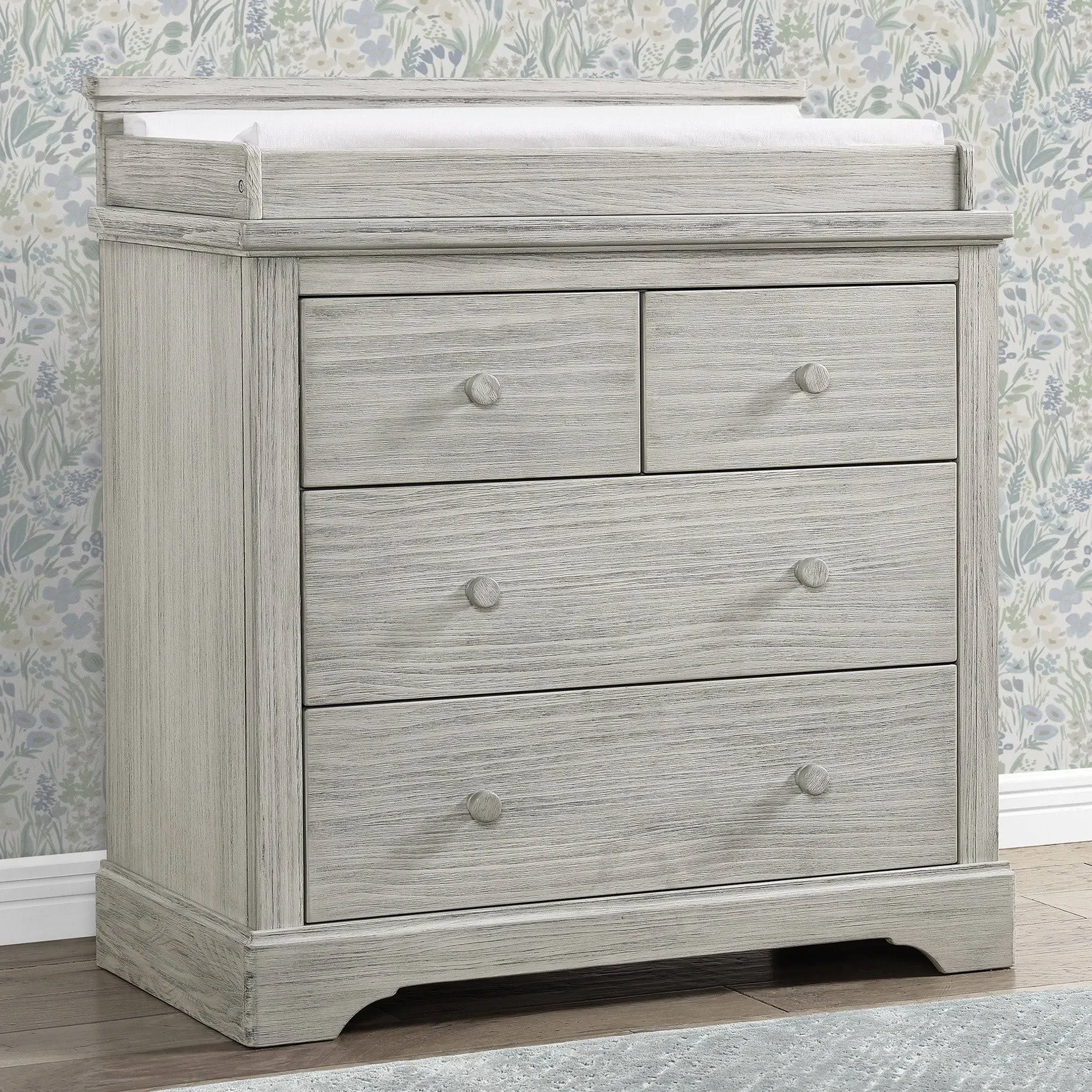 Simmons Kids Paloma 4 Drawer Dresser with Changing Top and Interlocking Drawers - Greenguard Gold Certified, Rustic Grey