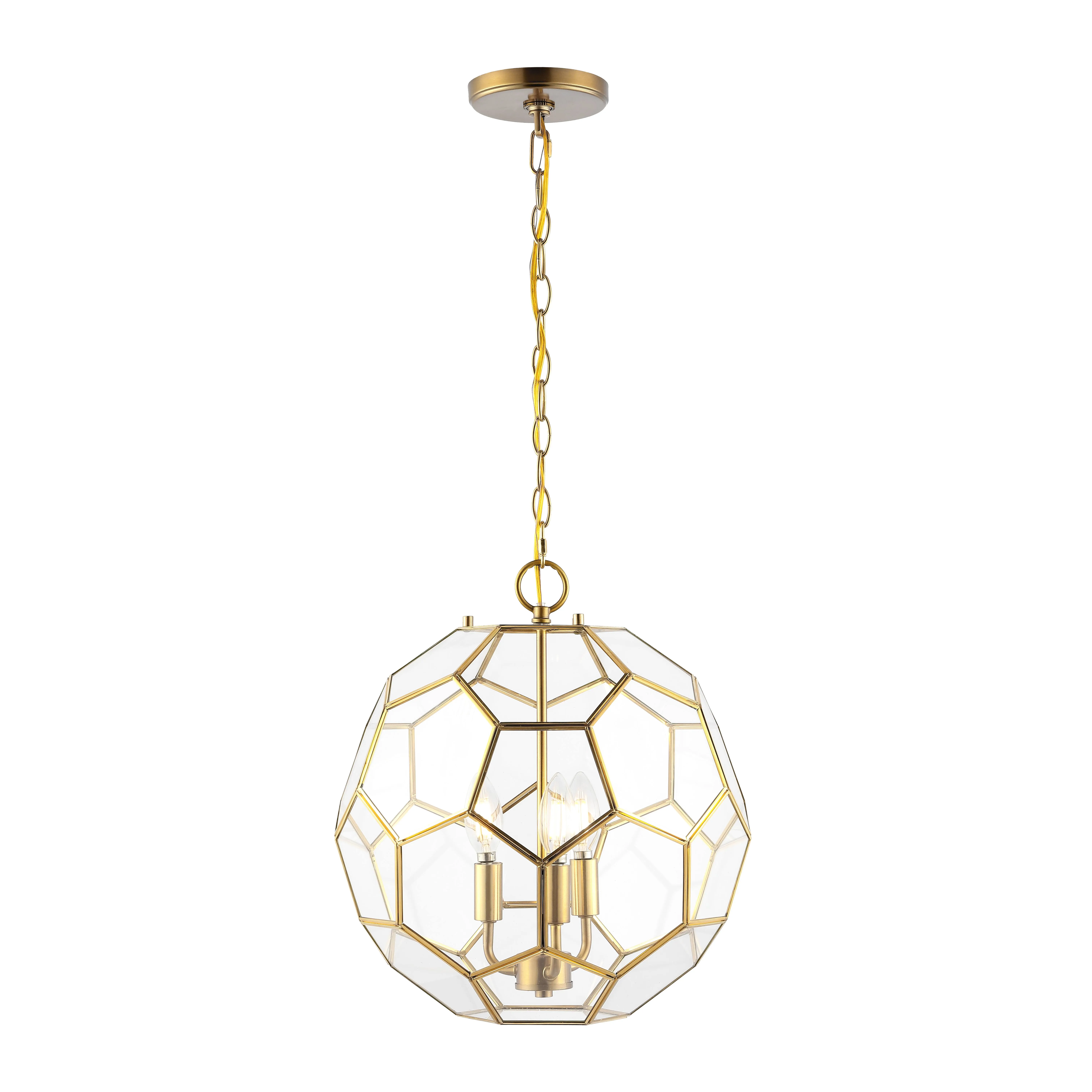 Bee 13.5" 3-Light Modern Farmhouse Iron/Glass LED Pendant