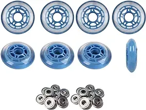 Player's Choice Roller Hockey Wheels 80mm 78A Soft Inline Skate Blue 8 Pack with ...