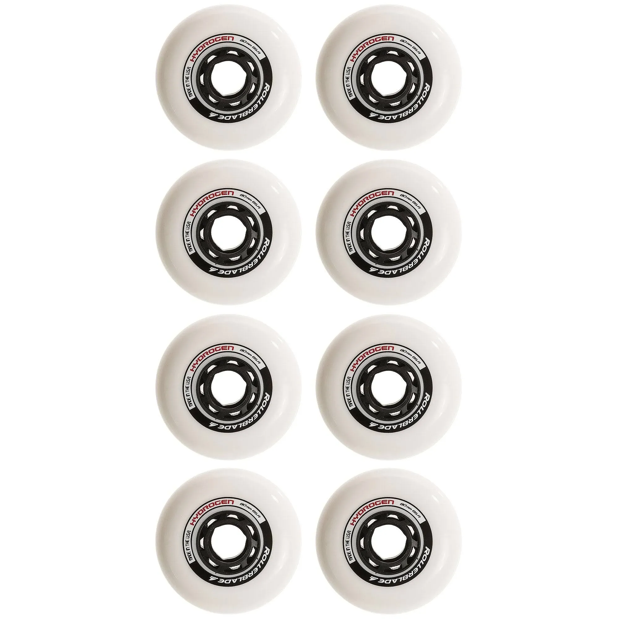 Rollerblade Hydrogen 85A Wheels, White / 8 Pack/80mm