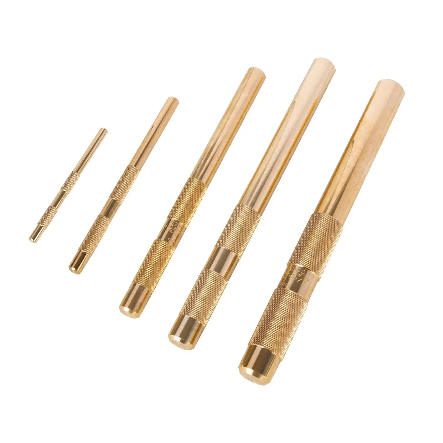 Wztepeng 5 Piece Brass Drift Punch Tool Set with 1/4 inch 3/8 inch 1/2 inch 5/8 ...