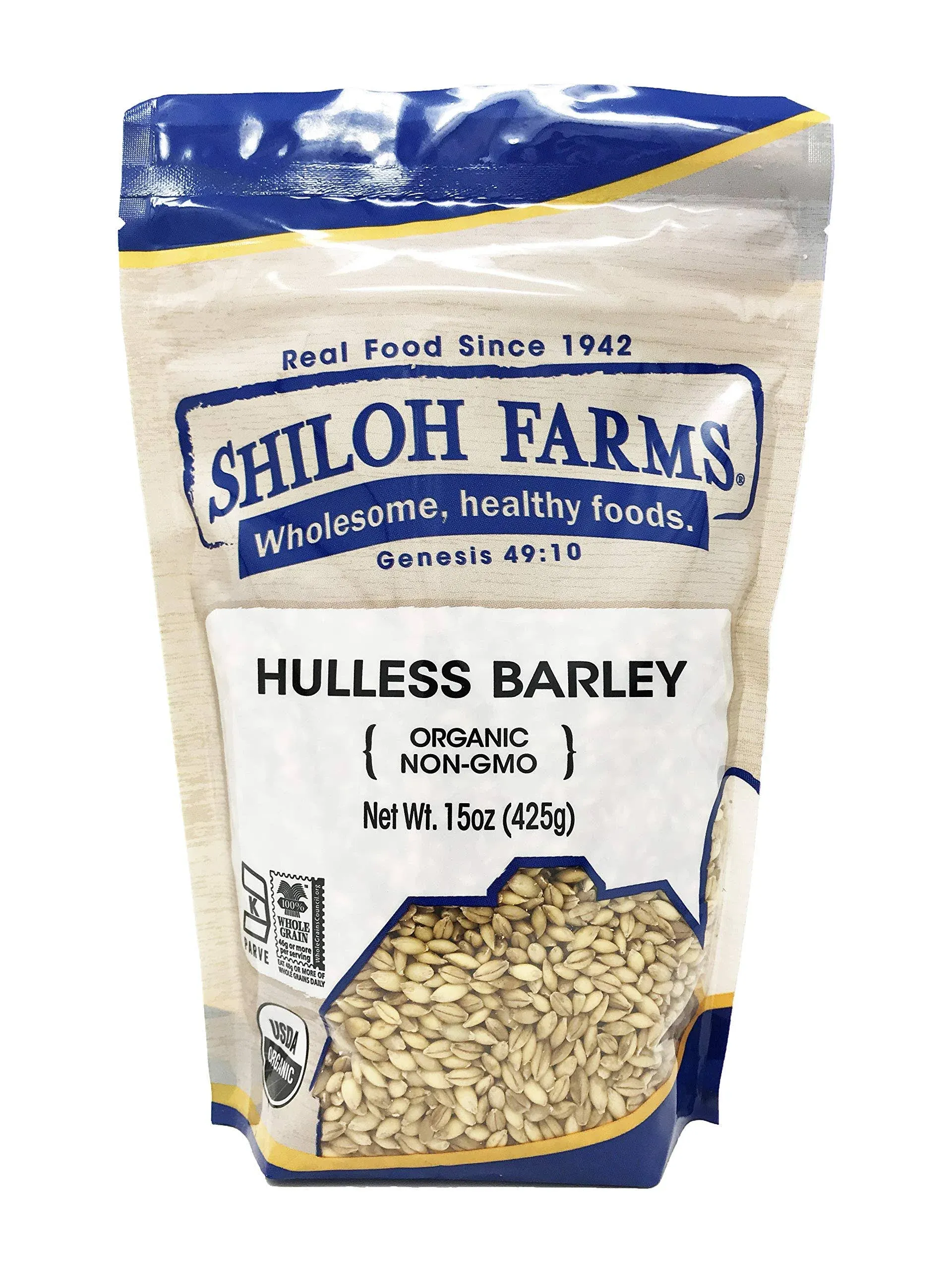 Shiloh Farms Hulless Barley, Organic - 15 oz bag