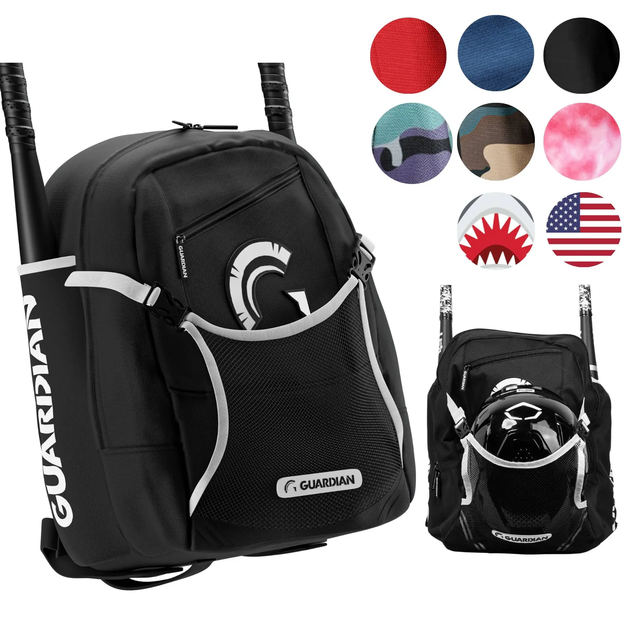 Guardian Baseball Rookie Youth Baseball Bat Bag - Boys or Girls (Black/White)