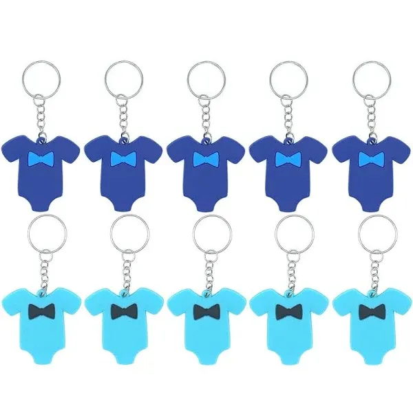 Finduat 20 Pack Baby Shower Return Gifts for Guests, Blue Jumpsuits Keychains for Jumpsuits Theme Party Favors, Boy Baby Shower Favors, Birthday Party Supplies