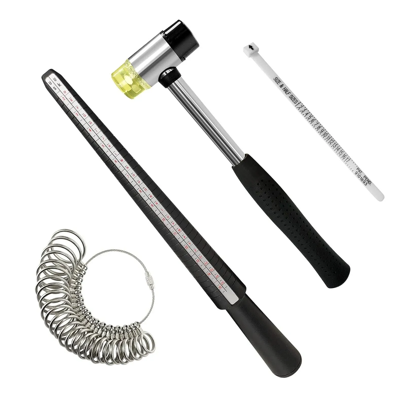 OKREVIEW Ring Measuring Tool Set with Mallet - Jewelry Rubber Hammer Plastic Ring ...