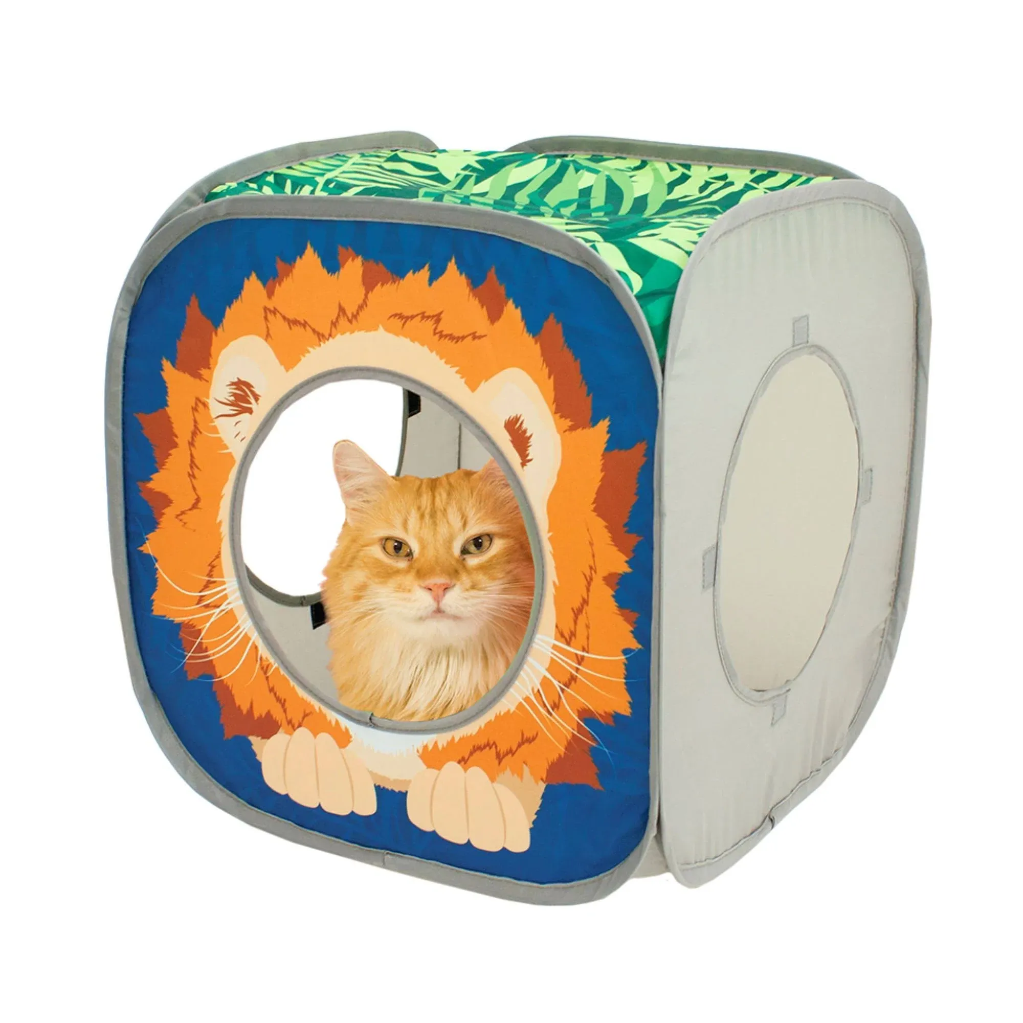 Kitty City Jungle Cat Cube Combo, Collapsible Cat Cube, Cat Bed, Tunnel, Cat Toys Safari Cube