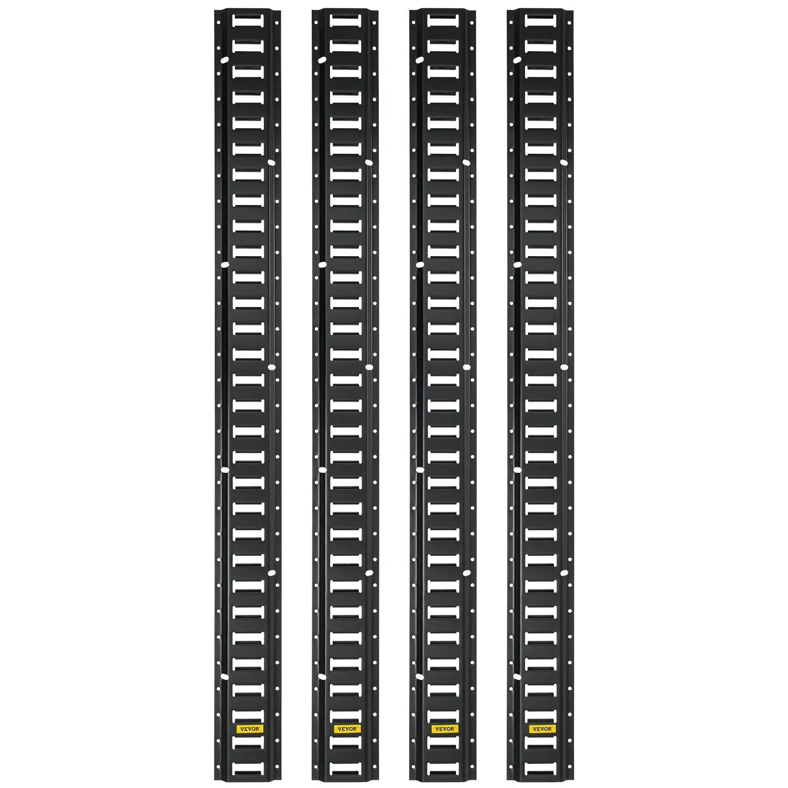 E-Track Tie-Down Rail, 4pcs 8-ft Steel Rails w/Standard 1"x2.5" Slots VEVOR Size: 2" H x 99" L Finish: Black