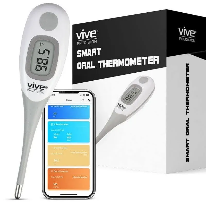 Smart Oral Thermometer - FSA/HSA Approved Medical Grade Body Temperature Reader for Adults, Babies - Digital Fever Monitor with App for Home Use, Under The Tongue, Armpit & Rectal