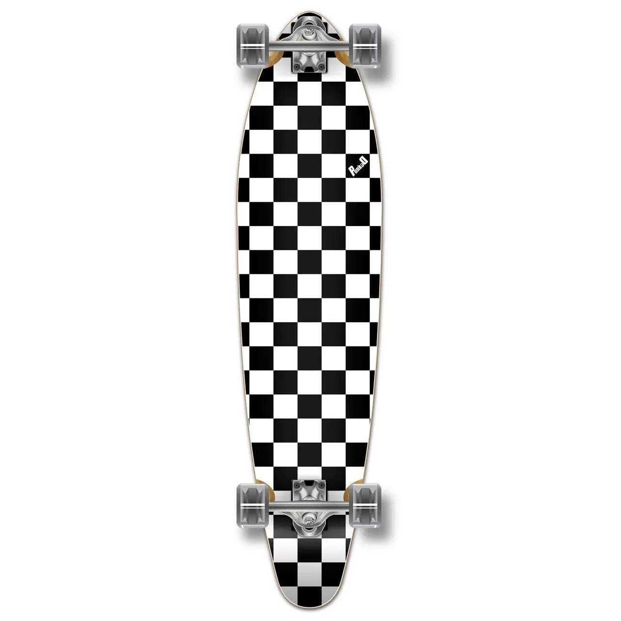 Punked Checkered White 40" Kicktail Longboard