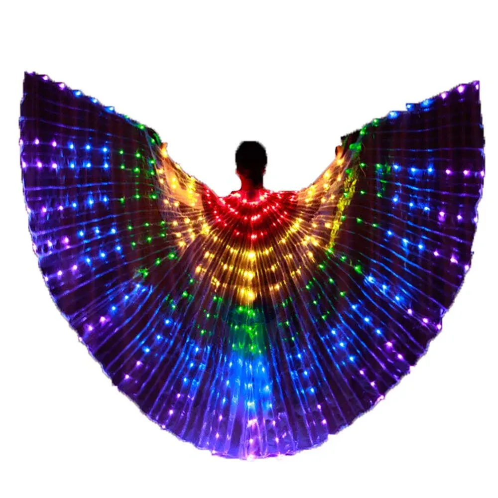 O3 Belly Dance LED Isis Wings with Telescopic Sticks Glow Light Up Angel Costumes