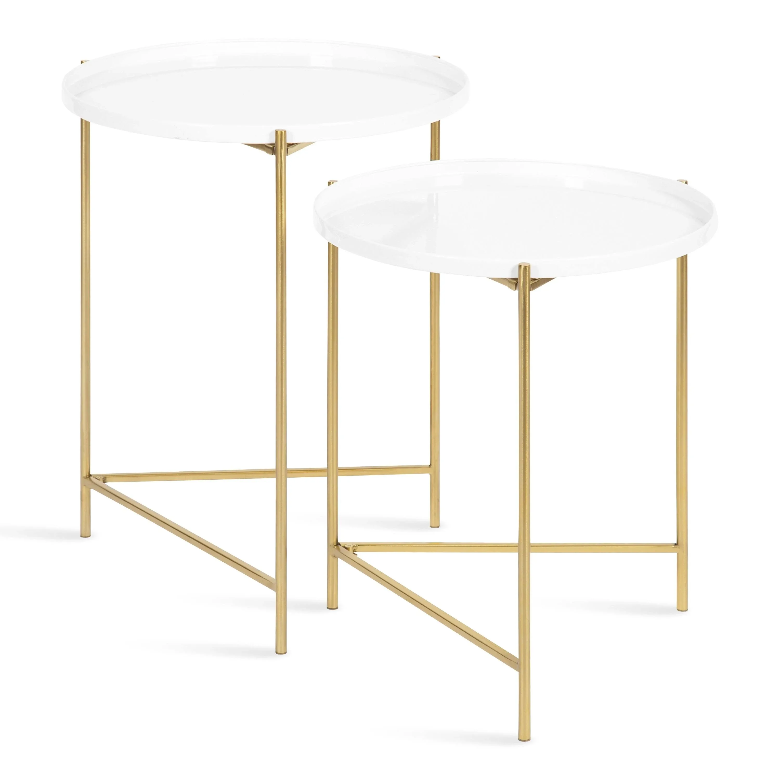 Kate and Laurel Ulani 2-Piece Nesting Table Set in White/Gold