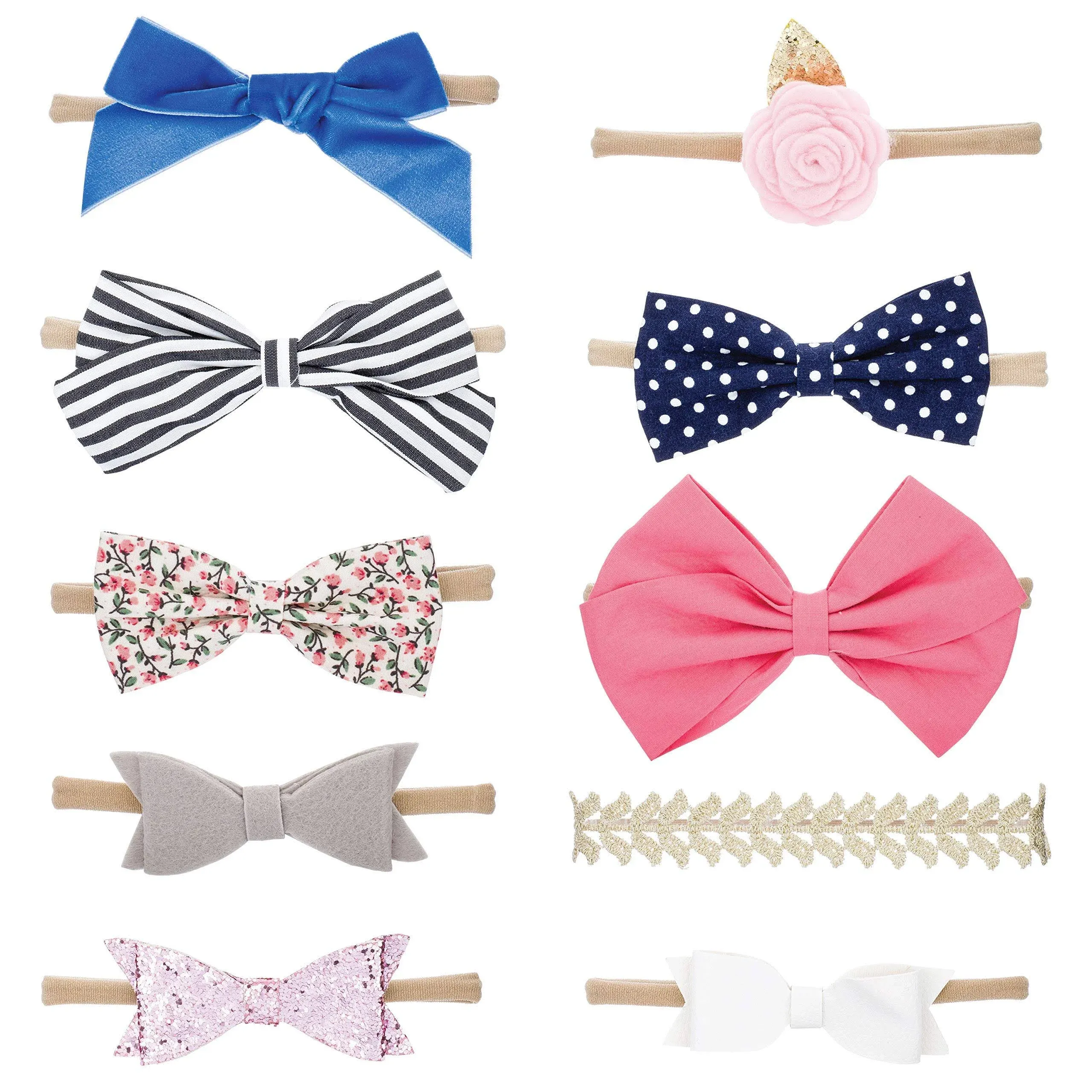 Parker Baby Co. Girl Headbands and Bows, Assorted 10 Pack of Hair Accessories for ...