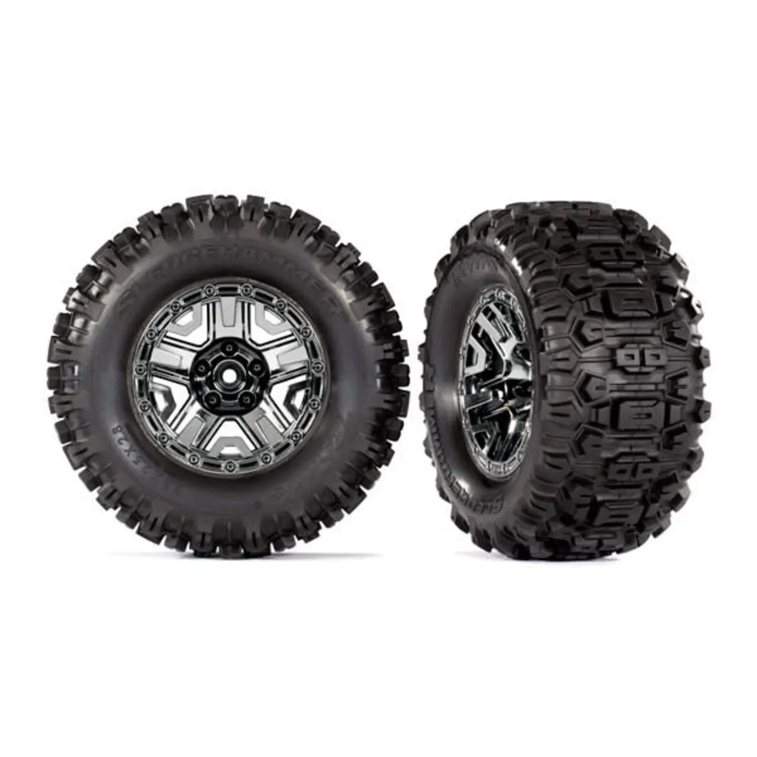 Traxxas Glued Assembled Sledgehammer Tires and Black Chrome 2.8" Wheels TRA9072 [TRA9072]