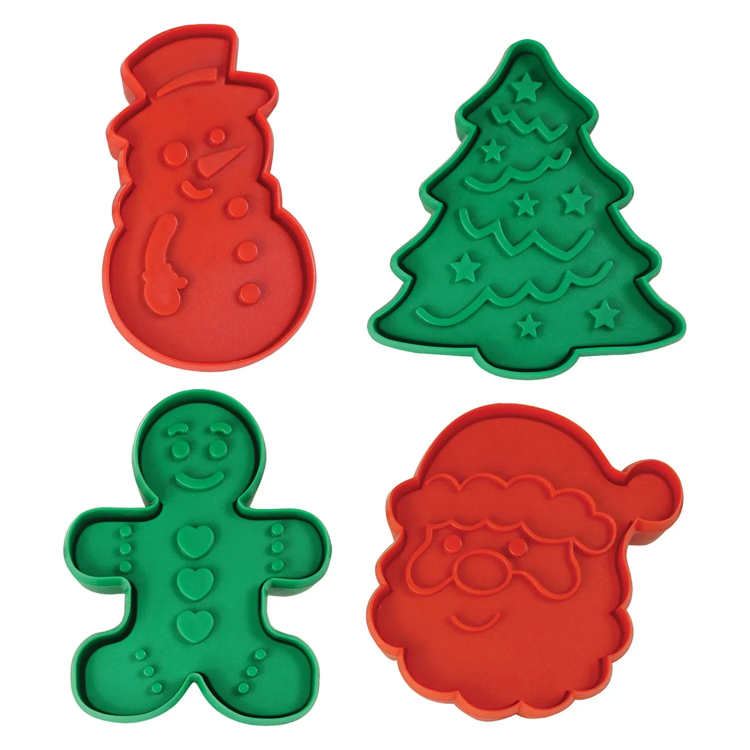 R&M Double Sided Christmas Cookie Stampers, Set of 4