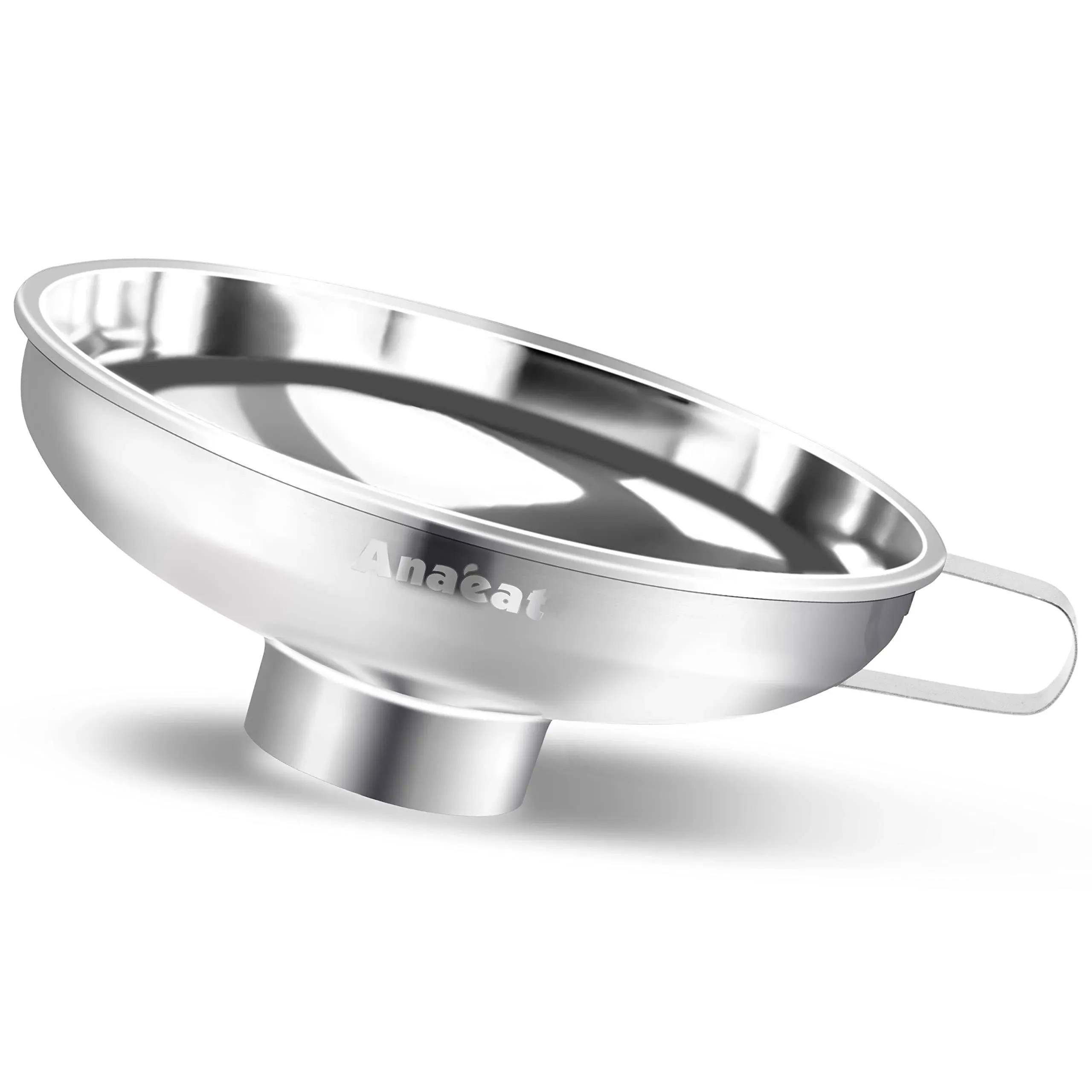 Anaeat Stainless Steel Canning Funnel with Handle for Wide and Regular Jars & Canning Jars, Wide-Mouth Funnels Excellent for Transferring Liquid and Dry Ingredients, Large Solids, Beans & Jams (5.5")