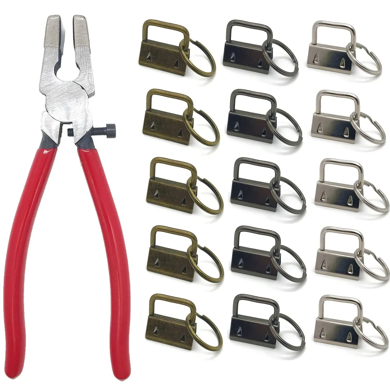 51 Sets Key Fob Hardware with 1pcs Key Fob PliersGlass Running Pliers Tools w...