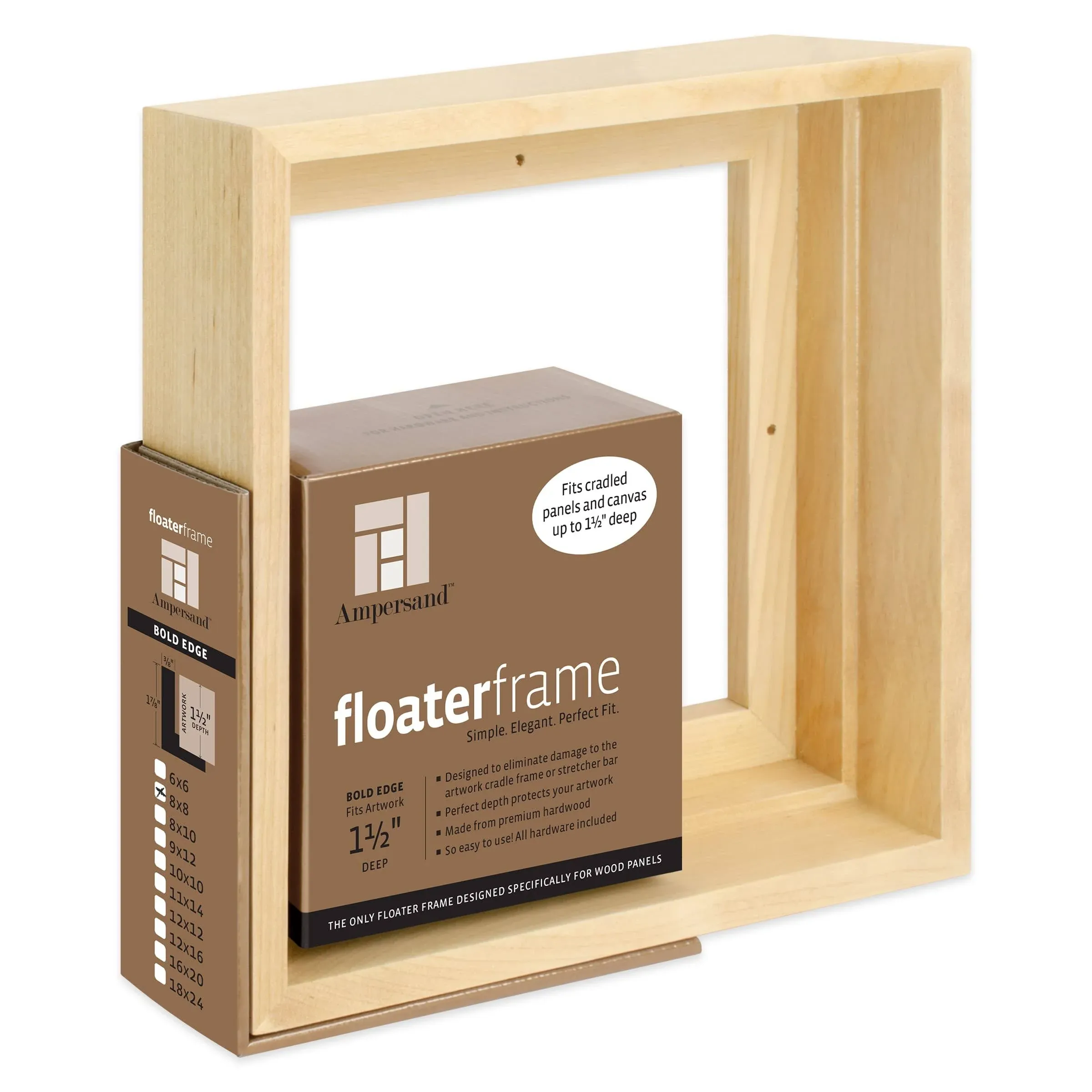 Ampersand Float Frame 1.5 inch Bold 8x8 Maple