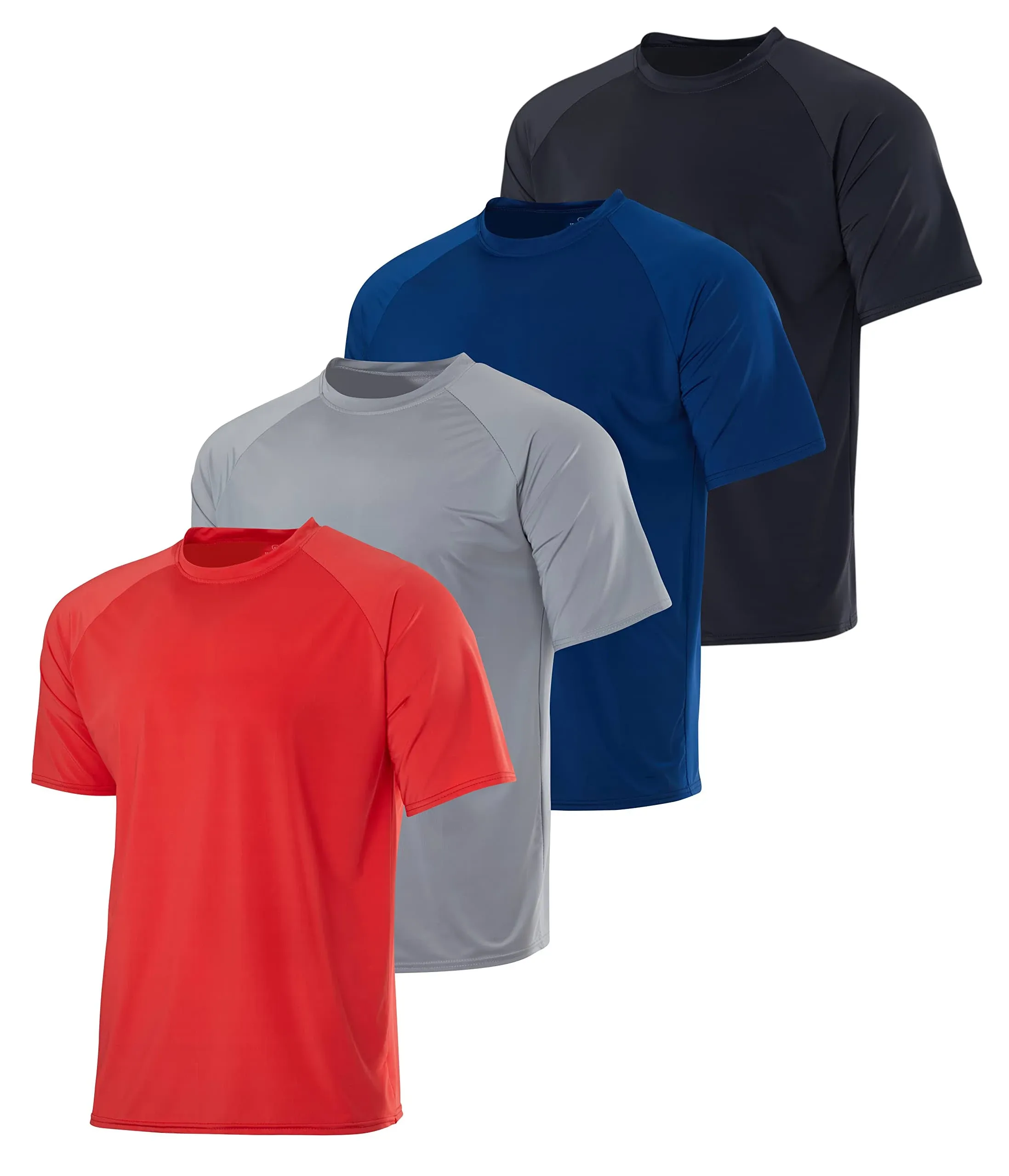 Real Essentials 4-Pack: Mens Short Sleeve Rash Guard Shirt Quick Dry UPF 50+ Sun ...