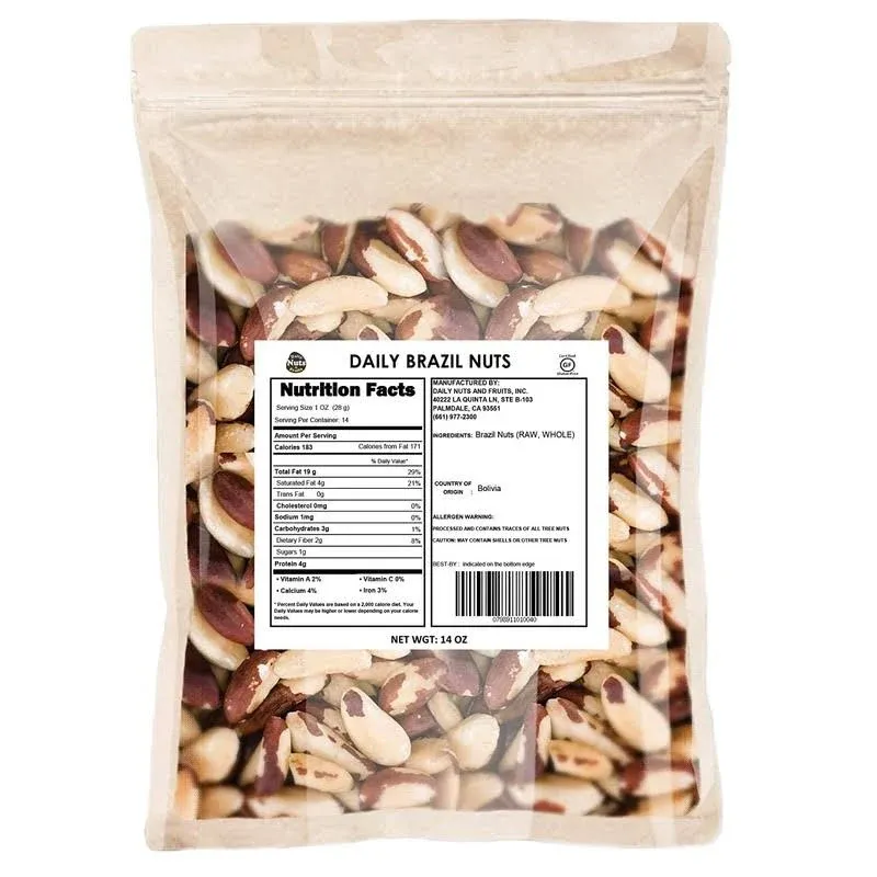 Daily Brazil Nuts Bulk Pouch (3 lb) Non-GMO, Certified Gluten Free, Kosher ...