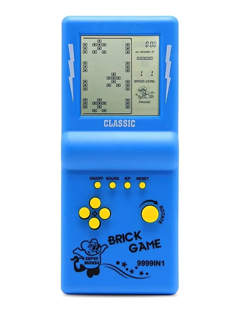 HLF 3.5-inch Large Screen Retro Brick Game Console for The 80s/90s Building Block Game Racing/Tank Game Built-in 23 Classic Games Nostalgic Puzzle Children's Game Console (Blue)