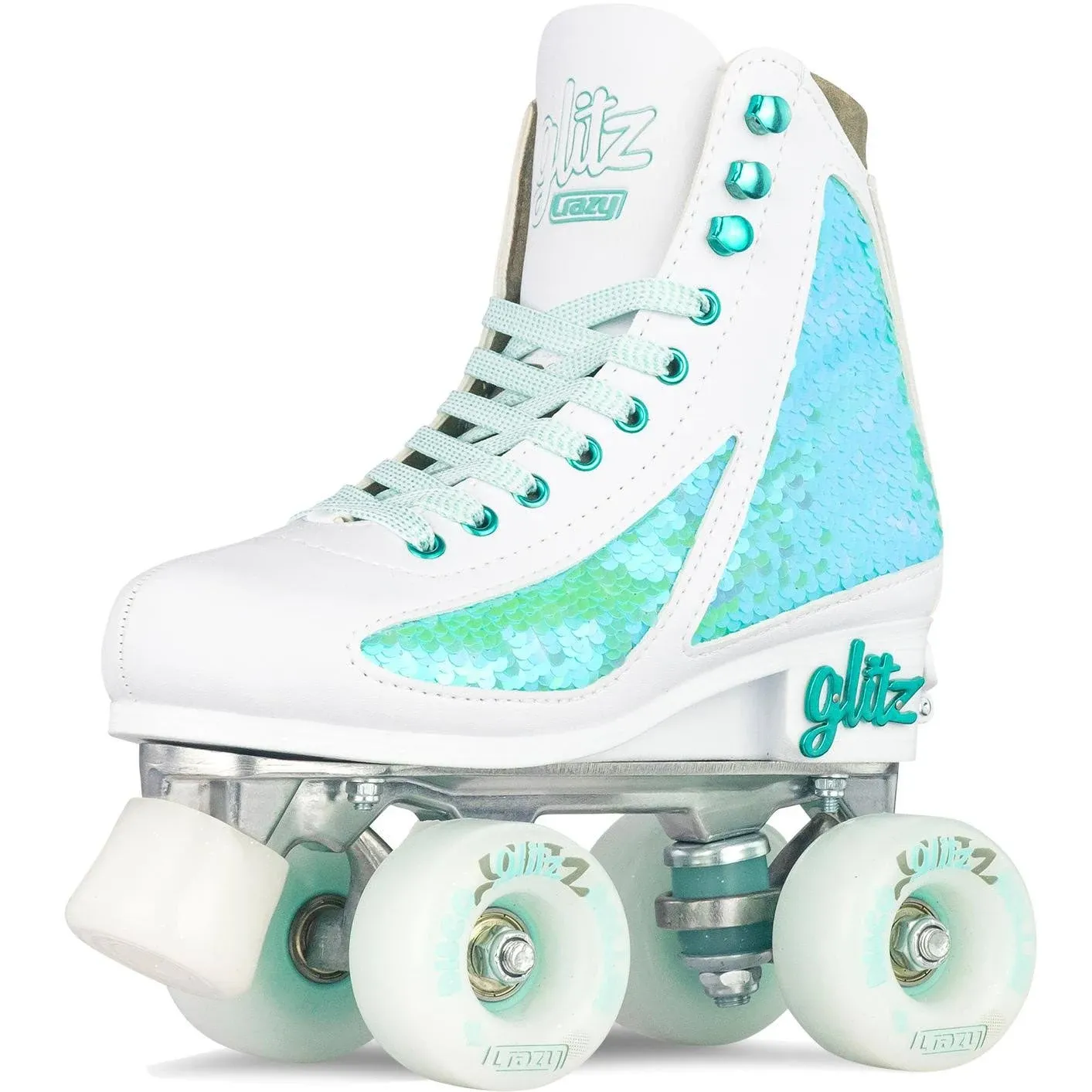 Crazy Skates Glitz Roller Skates | Adjustable or Fixed Sizes | Glitter Sparkle Quad Skates for Women and Girls