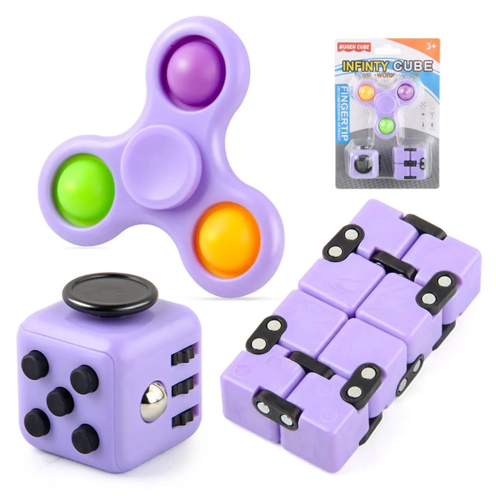 Fidget Toys Set,Fidget Pad-Infinity Cube-Fidget Spinners-Bike Chain-Transformable Fidget,Relieves Stress Anxiety Fidget Toys for Kids and Adults with Add,ADHD, Autism or Anxiety (Black)