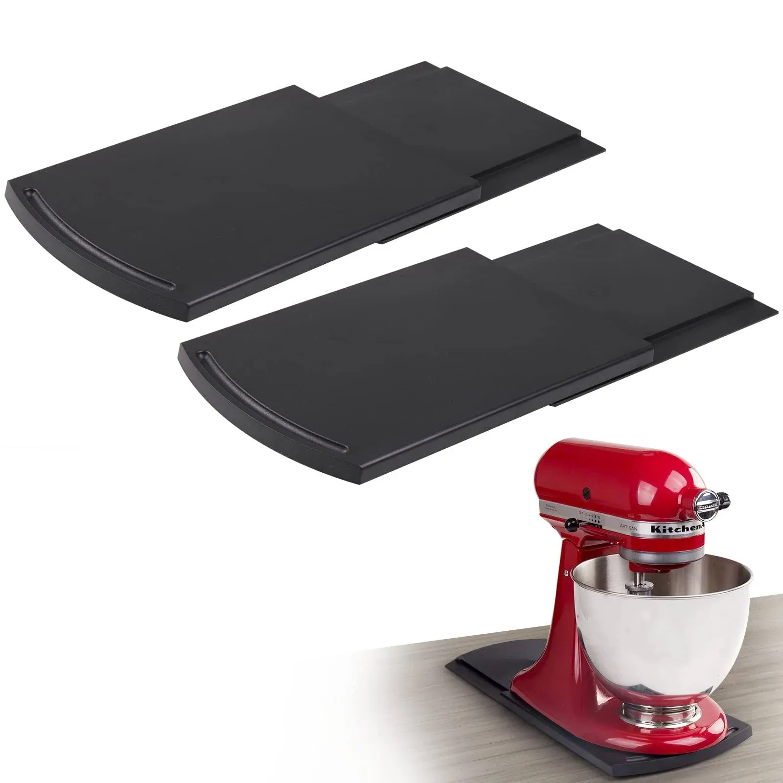 Karaco Sliding Coffee Maker Tray, 12Caddy Slider Under Countertop Appliance for Blender Toaster Storage with Smooth Rolling Wheels (2 Pack-Black)