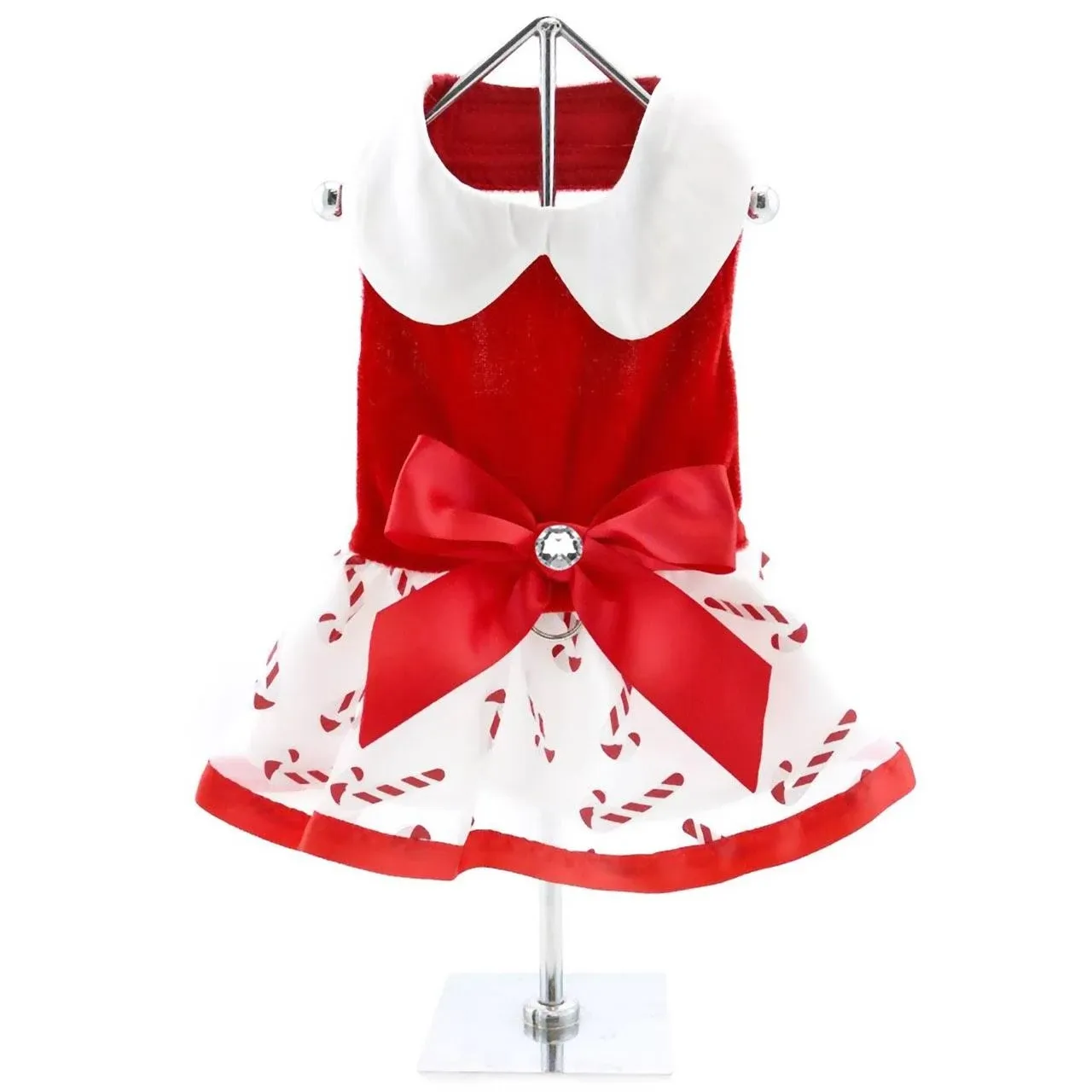 Holiday Dog Harness Dress - Candy Cane, Small