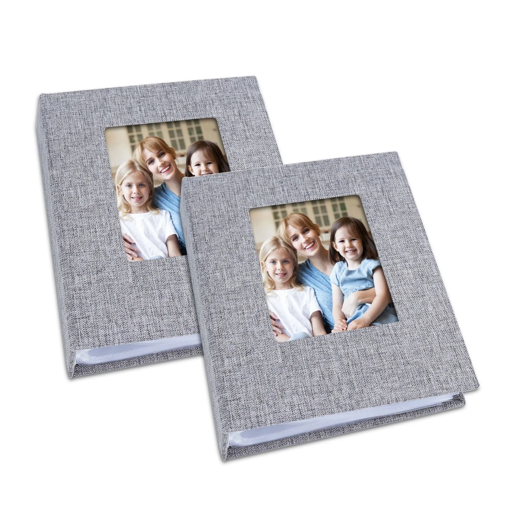 Vienrose Small Photo Album 4x6 Photos, 2 Pack Linen Cover Mini 4x6, Grey 