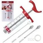 JY COOKMENT Meat Injector Syringe, 1-oz Marinade Flavor Injector with 2 Professional Needles,1 Cleaning Brushes