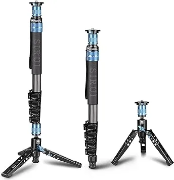 SIRUI P-325FL Carbon Fiber Monopod with Feet, 67” Professional Camera Monopod, Portable Lightweight Travel Monopod for DSLR Camera, Max Load 22lbs, Compatible with Sony Canon Nikon DSLR Camera