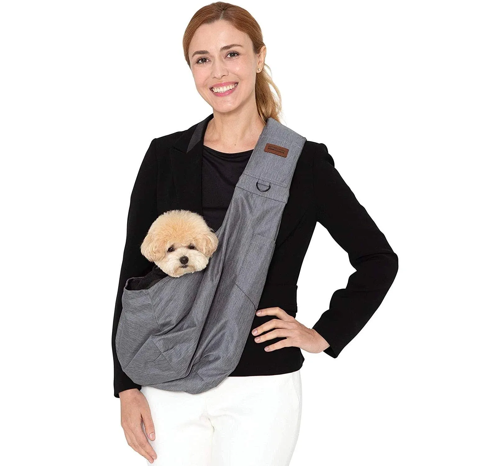 RETRO PUG Dog Sling Carrier for Small and Medium Dogs,Cat - Pet Grey 