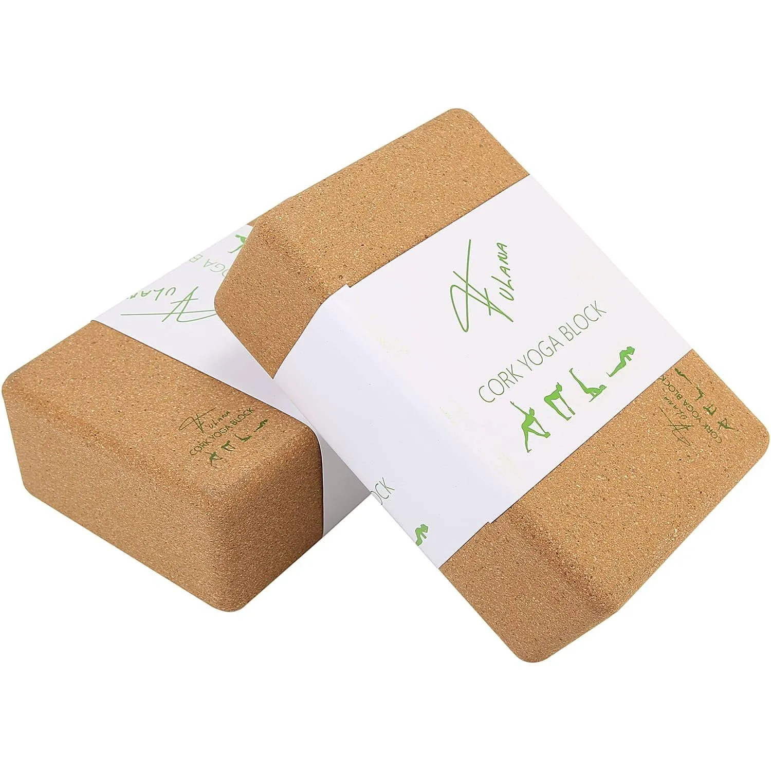 "FULANA Natural Cork Yoga Blocks (2-Pack) - High Density, Non-Slip Surface, Eco-Friendly (Women)(men) Yoga Accessories - 9x6x3 inches - Ideal Support for Yoga, Pilates, Stretching"