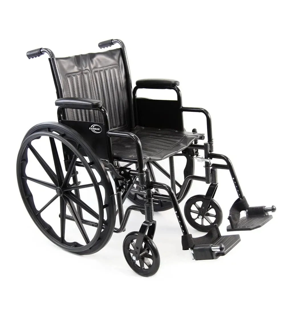 Karman KN-700T 16" Height Adujustable Seat, Steel Wheelchair w/Removable Armrest