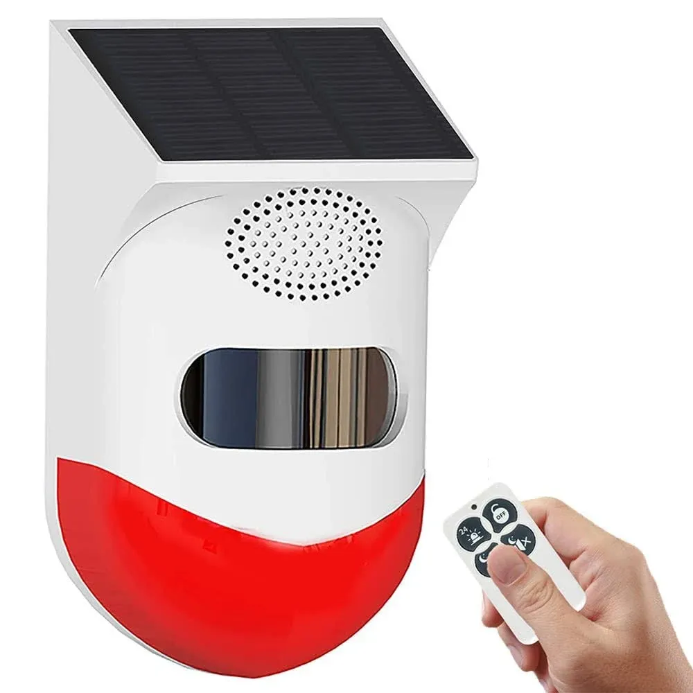 Solar Strobe Light with Motion Detector: Alarm 120db Sound... 