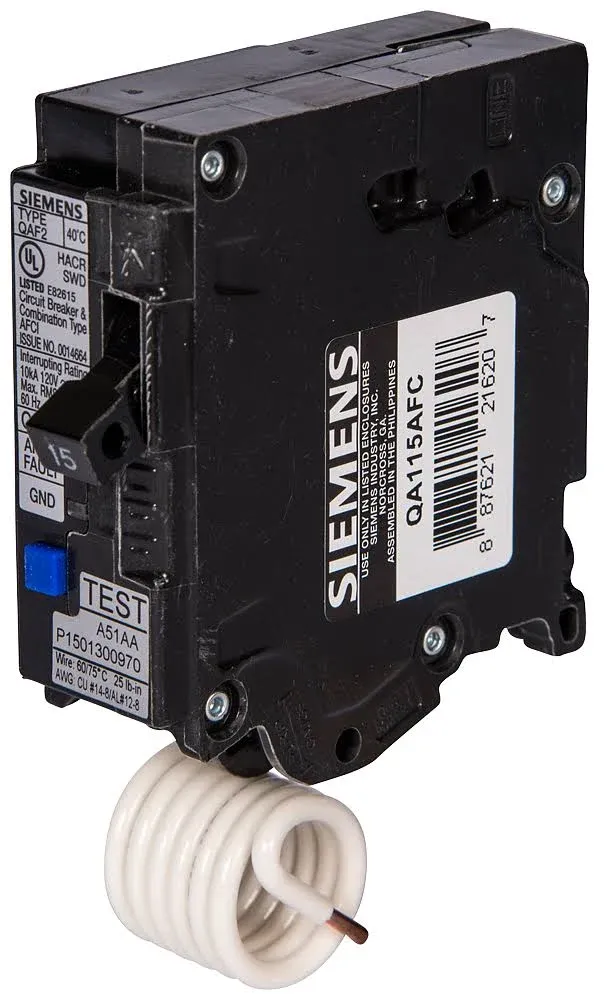 Siemens QA115AFCP 15-Amp Single Pole 120-volt Plug-On Combination AFCI Breaker