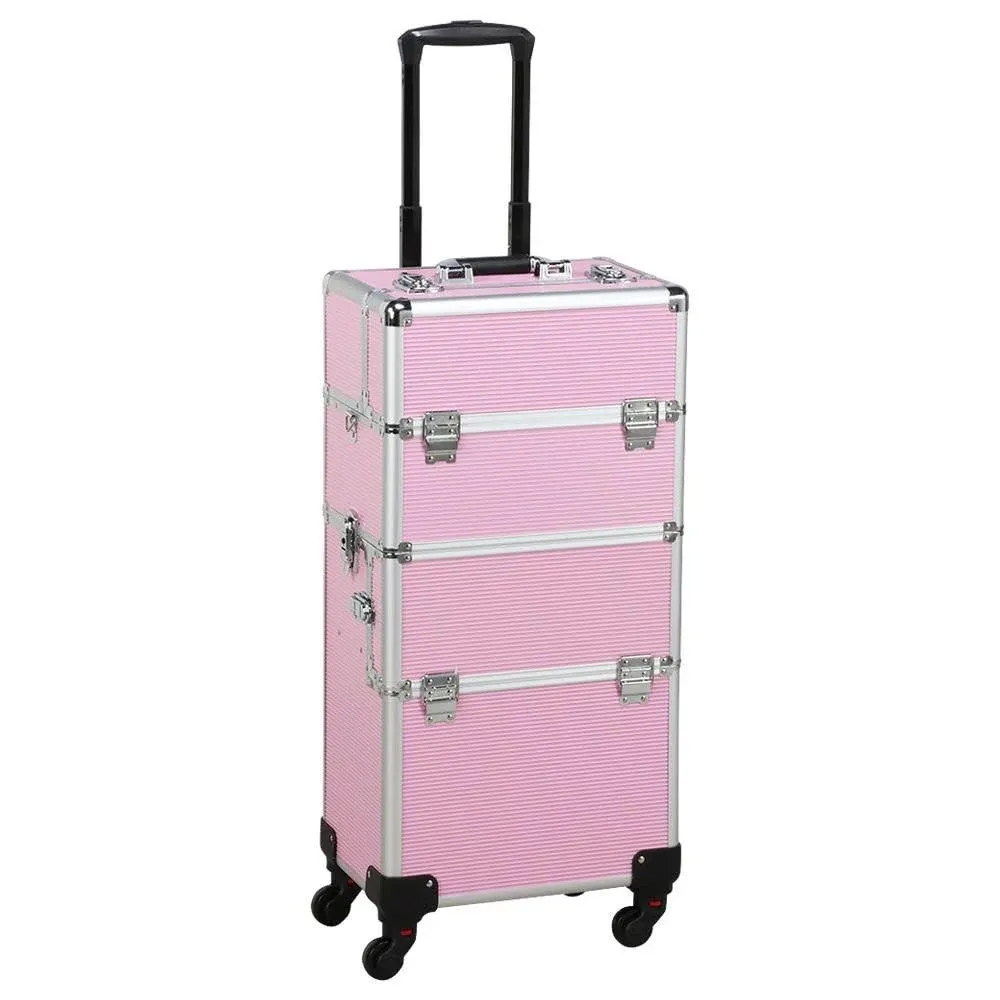 Yaheetech 4-In-1 Aluminum Rolling Cosmetic Makeup Train Cases