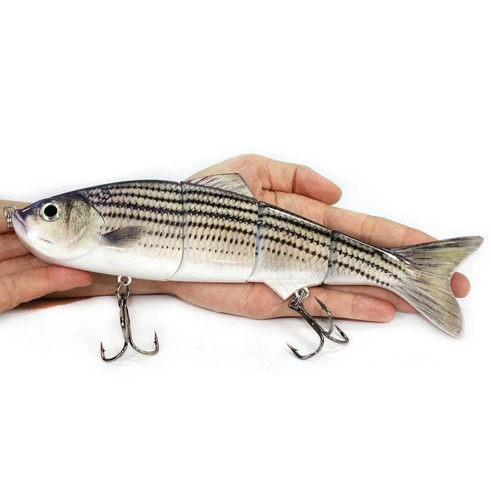 Sfeexun Lifelike 4 Segment Big Giant Sinking Fishing Bass Lures Artificial Hard Bait Swimbait for Fishing