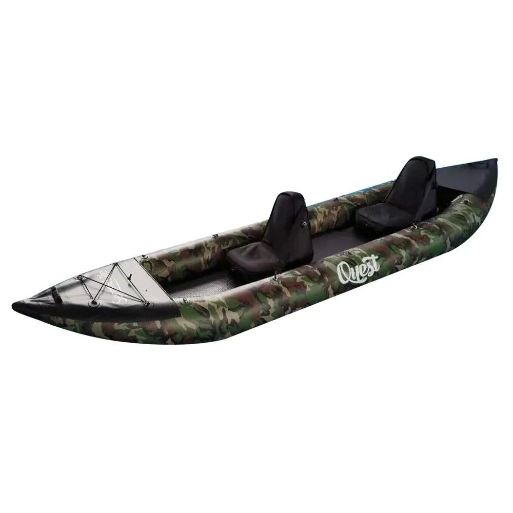 SereneLife 2 Person Inflatable Kayak - Double Kayak with Aluminum Paddles, Repair Kit - Lightweight, Portable Adult Kayaks with High-Output Pump - Durable Vinyl Kayak for Lake, Mild River – Camo