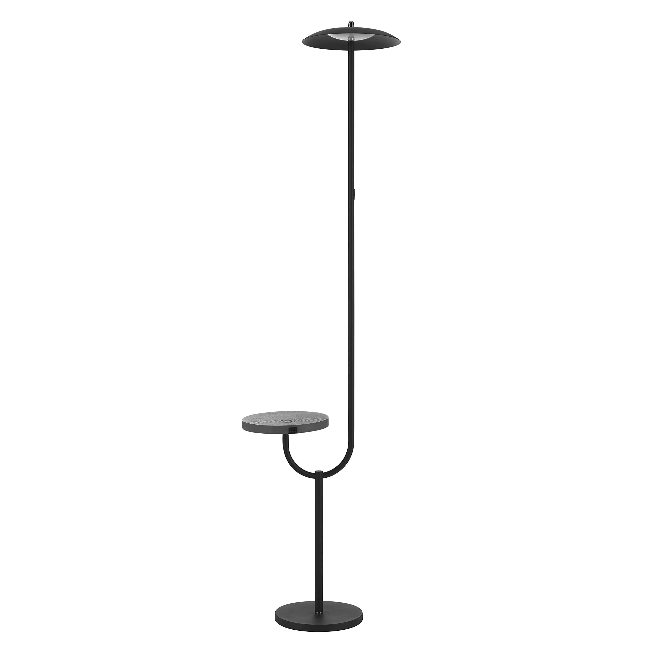 Worldwide Lighting Parasol Black Finish LED Floor Lamp- Wireless Charging and ...