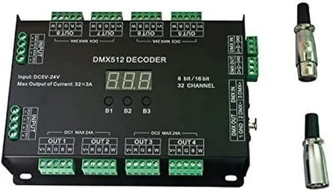 32CH RGBW DMX512 Decoder 8 Bit/16 Bit RGBW LED Controller 32 Channels Driver RGBW LED Strip Light DIM/CT/RGB/RGBW Controllder DC5V-24V