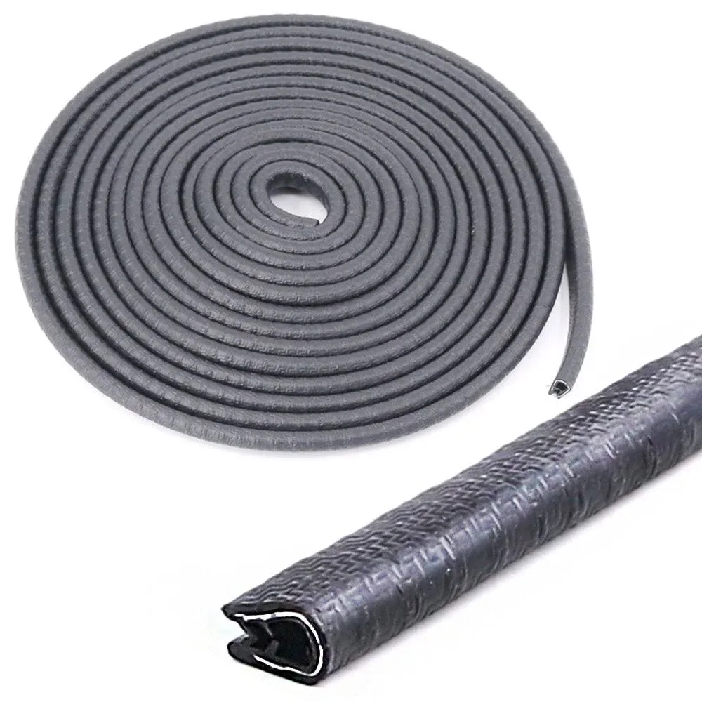 Swpeet 16Ft (5M) U Shape Universal Rubber Seal Protector Guard Strip, Black 