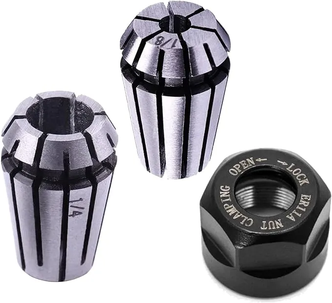 ??? ?? ER11 Spring Collet Nut Set - AAA Level High Precision ER11 1/8'' Collet + ER11 1/4'' Collet + ER11 Clamping Nut for CNC Engraving Mechine/Lathe Milling Tool